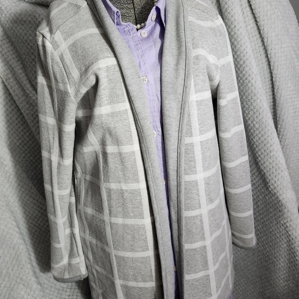Christopher & Banks Gray Checkered Cardigan